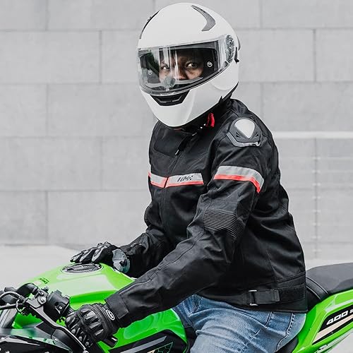 Miniatura 8 de ILM Casco de motocicleta para adultos, con doble visera, abatible, modular de cara completa, modelo DOT WS206 (blanco, XXL)