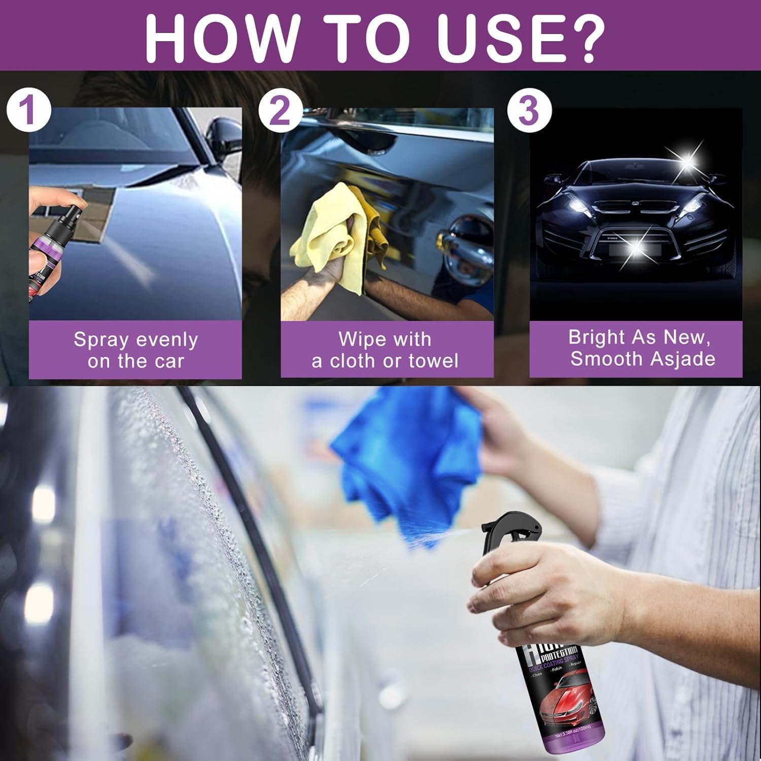 Produktbild von 3in1 Auto-Beschichtungsspray – Schnell & Effektiver Schutz Für Deinen Lack