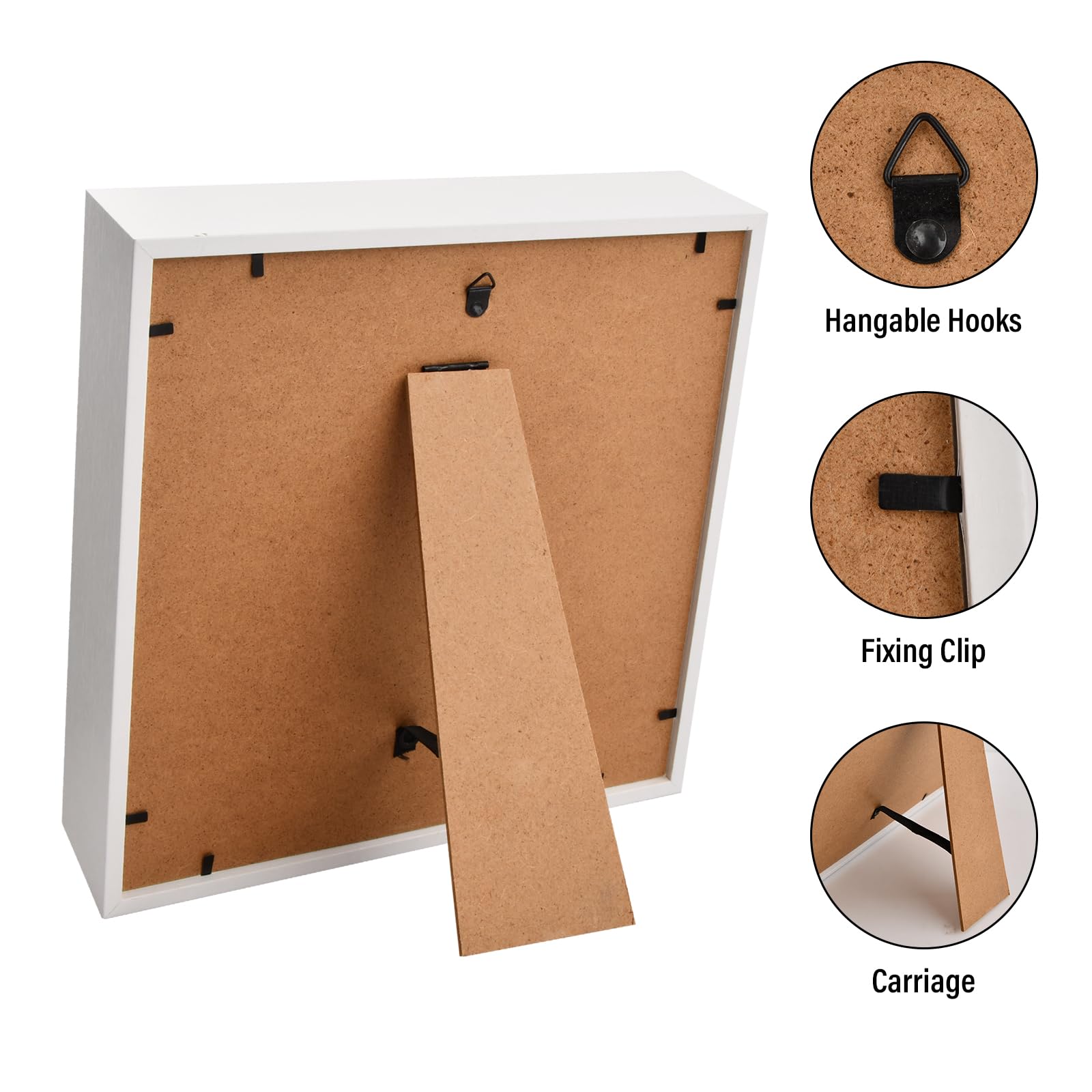Cadre de Boîte D'Ombre, Cadre Photo 3D à Remplir, Cadre D'Objet en Bois, Cadre 3D Profond Bois pour Photos Médailles Fleurs Billets Souvenirs Painting Carte Postale (Blanc 27x27cm)