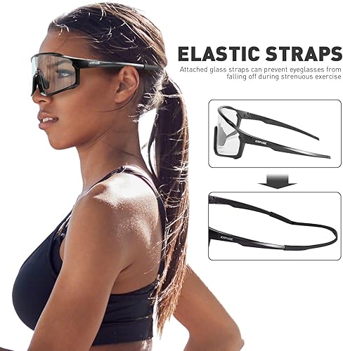 Miniatura 5 de KAPVOE Gafas de ciclismo fotocromáticas para hombres y mujeres, gafas de sol transparentes para bicicleta de montaña, MTB para transición, triatlón,