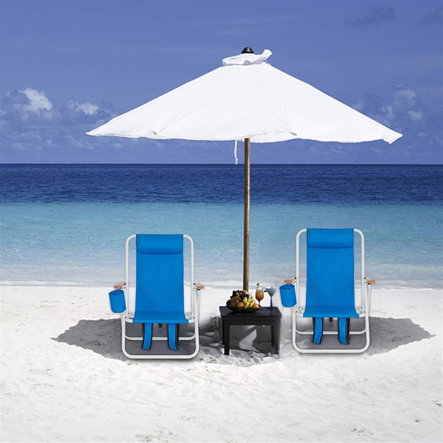 Ochine 2-Position Classic Folding Backpack Beach Chair - Waterside Aluminum Lightweight Portable Foldable Outdoor Camping Chair
