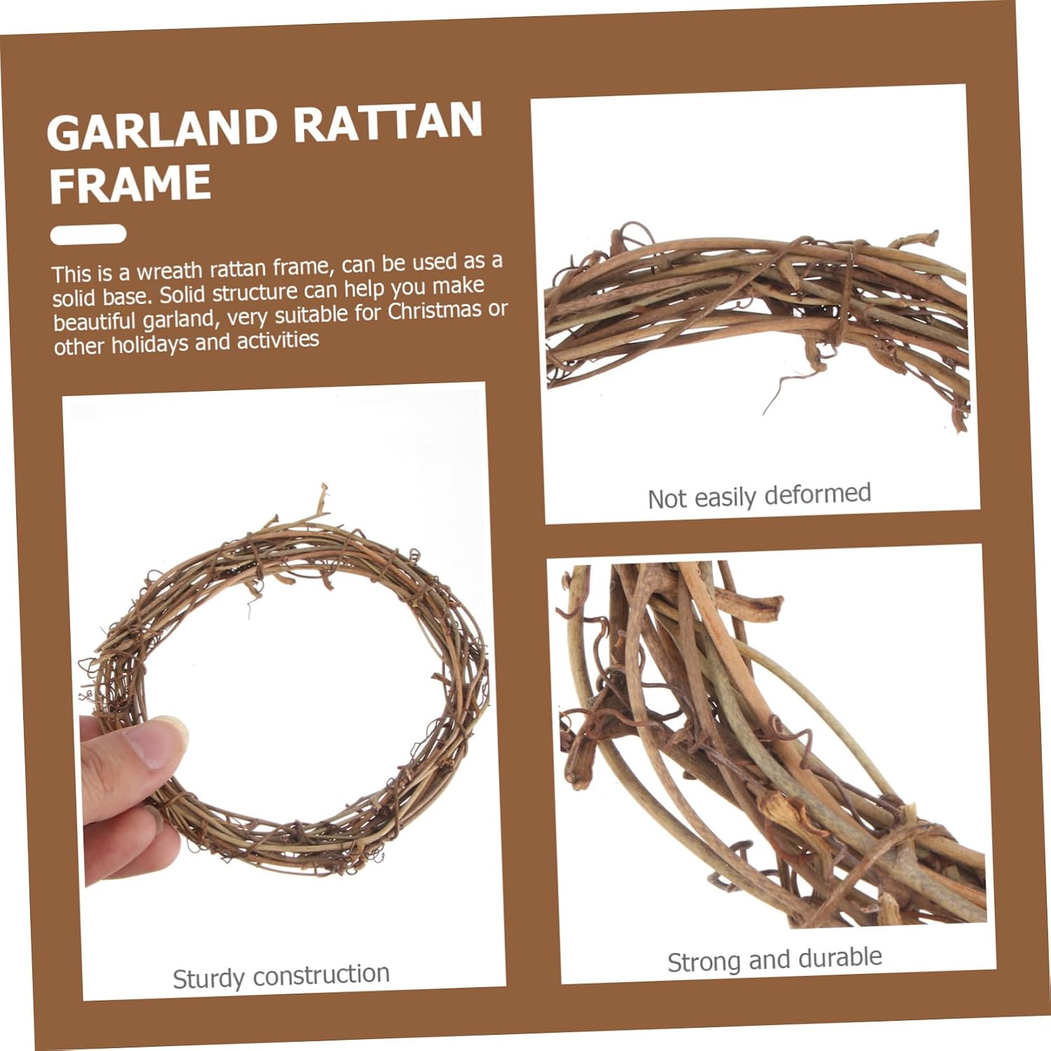 Zerodeko 10Pcs Rattan Wreath Hoops DIY Garland Accessory for Holiday Decor Crafting Rings for and Wreath Making Projects