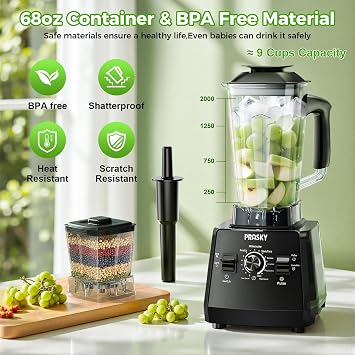 Blender Smoothie & Grinder, 1000/2400W 25K RPM, 68oz, BPA-Free, Kitchen