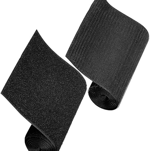 Cinta de velcro para coser de 4 pulgadas de ancho, color negro, no adhesiva, 1 yarda de longitud, cinta de nailon negro, juego de sujetadores de