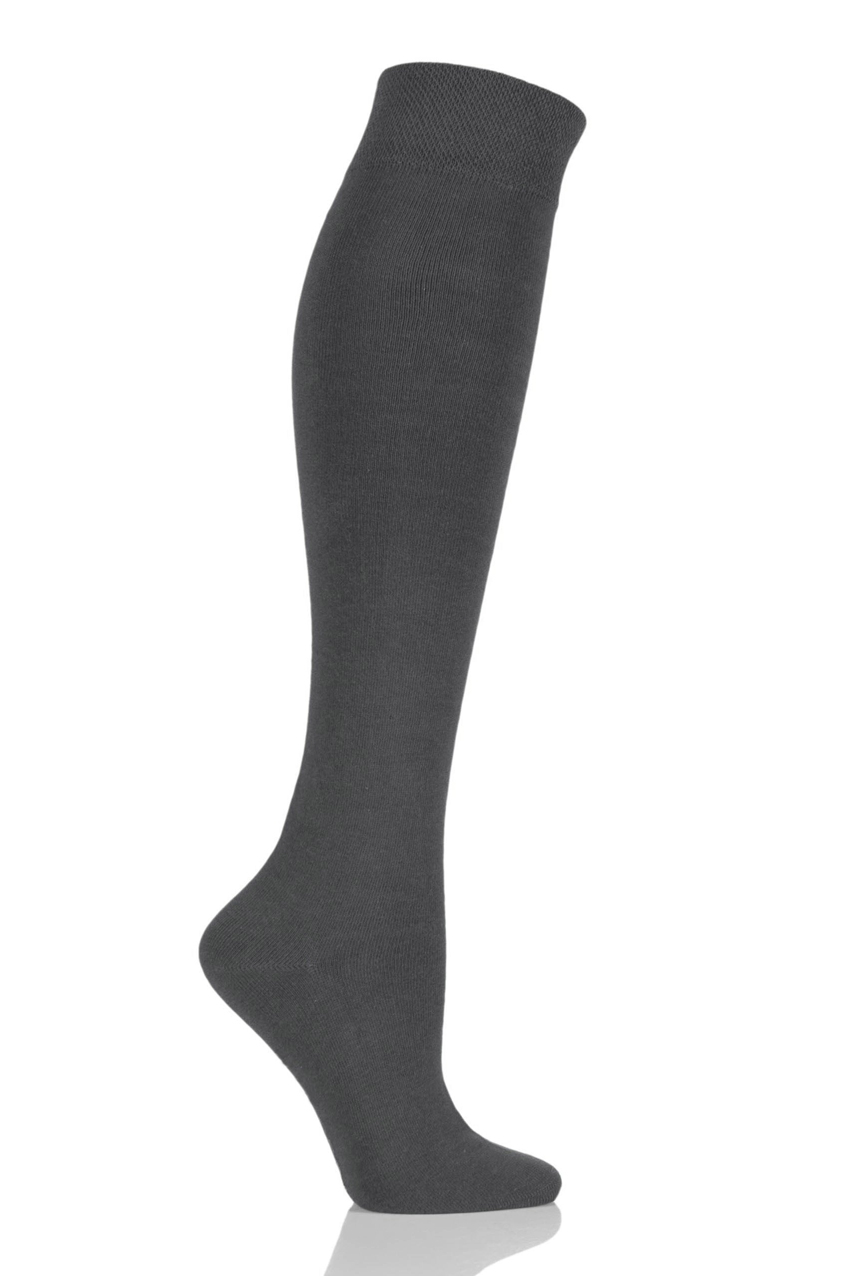 SockShop Girls and Boys 1 Pair Plain Bamboo Knee High Socks with Comfort Cuff and Handlinked Toes Grey 12.5-3.5 Kids