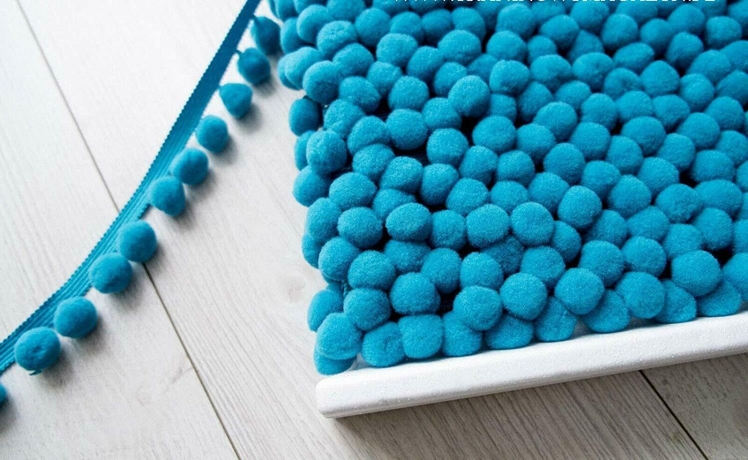XL 2cm Pom Pom Bobble Trim Fringe Pompom Trimming Cushions Curtains Home Decor Lampshade Sewing Craft Projects - Turquoise - 10 Metres