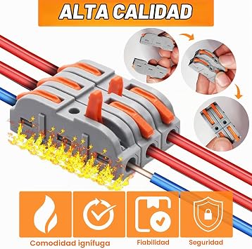 50 Pieces Quick Electrical Connectors, SPL-1 Electrical Clems with Lever, 28-12 AWG In-Line Electrical Splice Chips Can Combine Freely SPL1-5, Cable Couplings