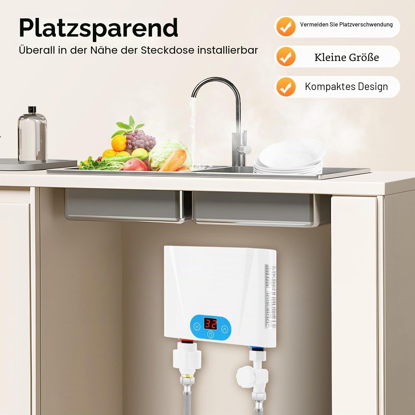 Durchlauferhitzer, 5.5KW, 220V, Untertisch, Druckfest, Wasserdicht