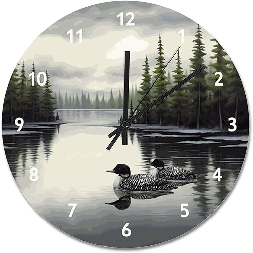 ArogGeld Lake Time - Reloj de pared rústico con pilas, 15 pulgadas, silencioso, sin tictac, moderno, para dormitorio, sala de estar, decoración de