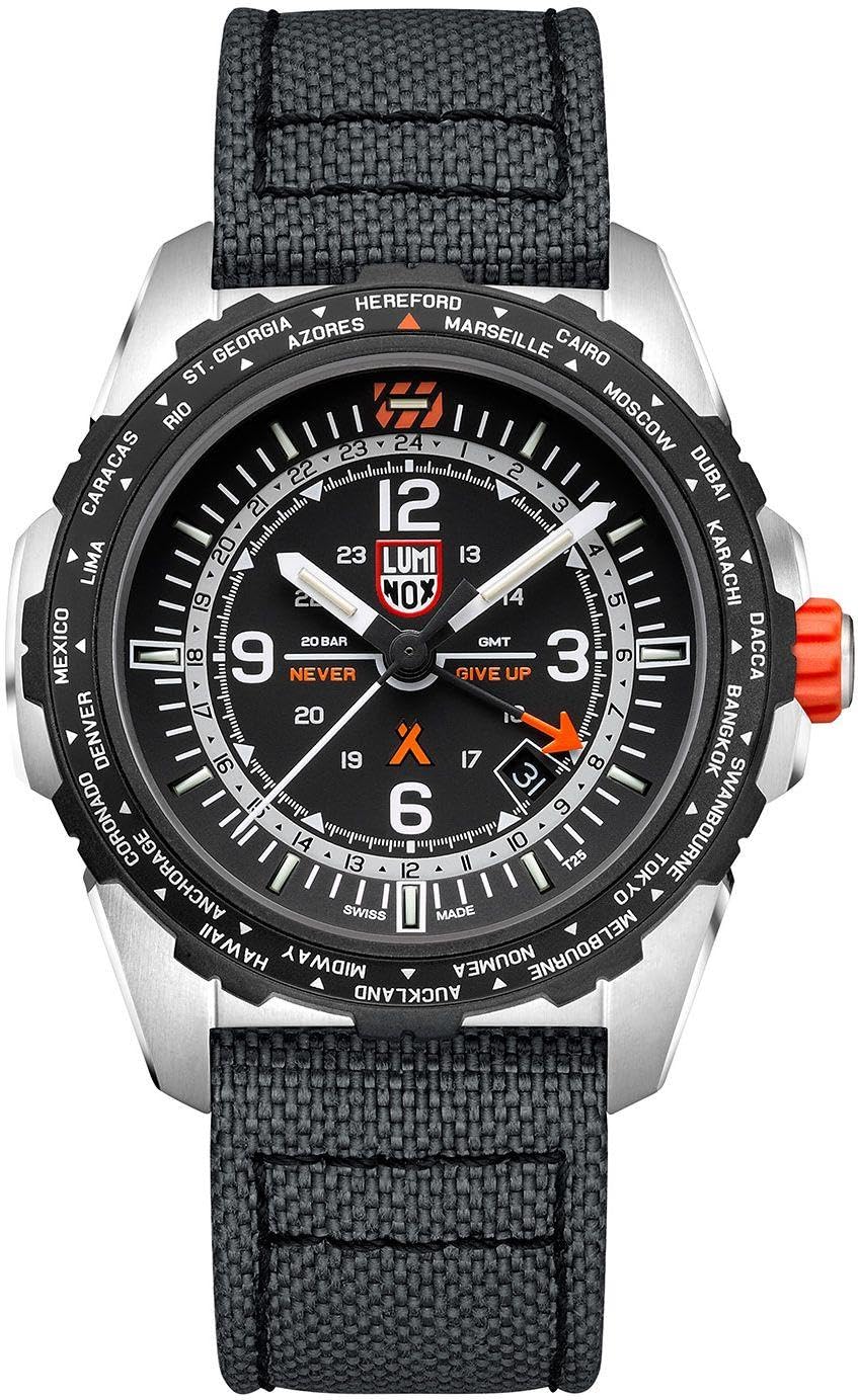 Luminox Męski analogowy szwajcarski mechanizm kwarcowy zegarek z bransoletką Cordura XB.3761, czarny, Nowoczesny