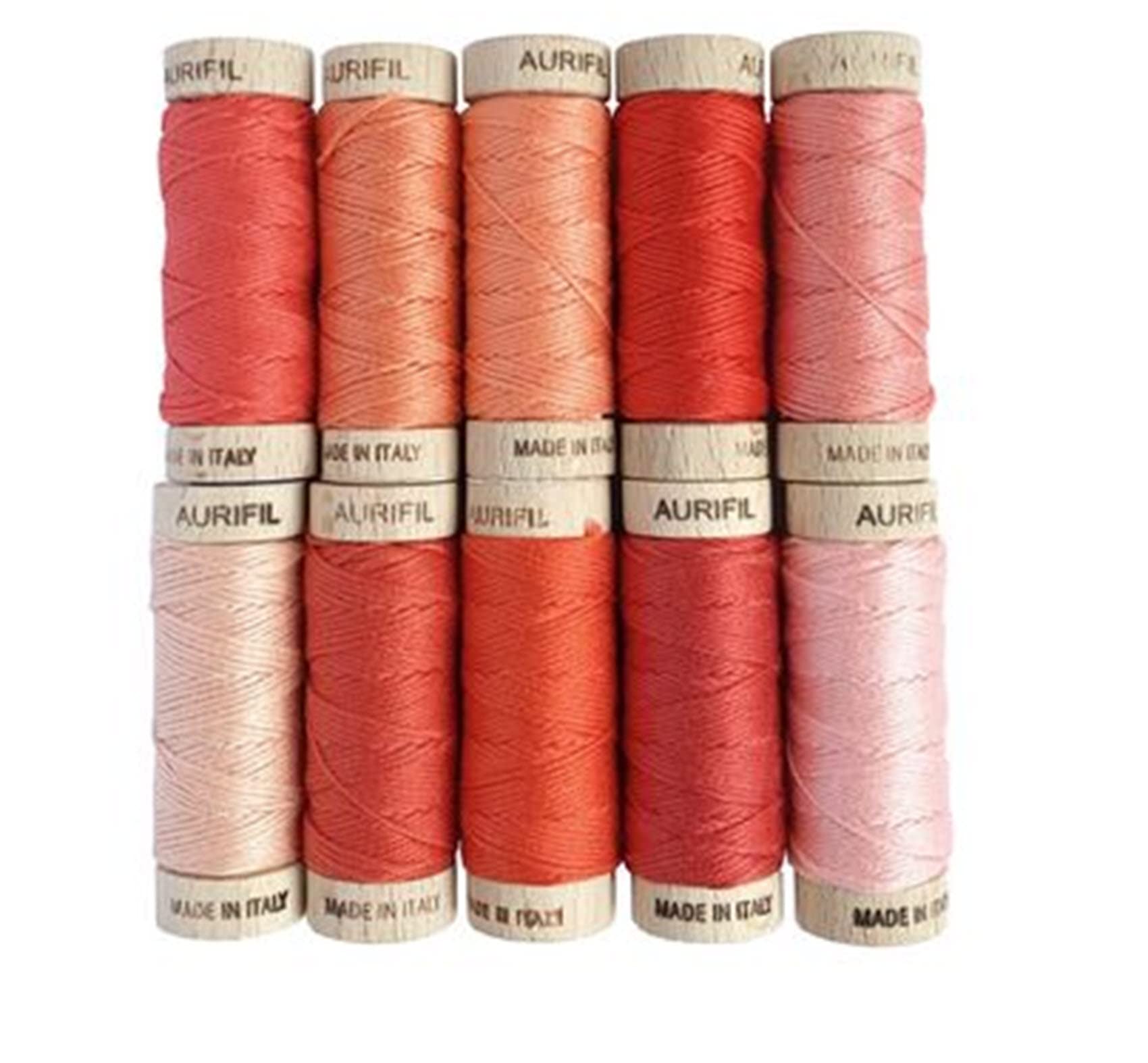 Aurifil USA Rosso Rubino by Susan Ache Cotton Floss 10 Small Spools Thread Set Assorted Colors