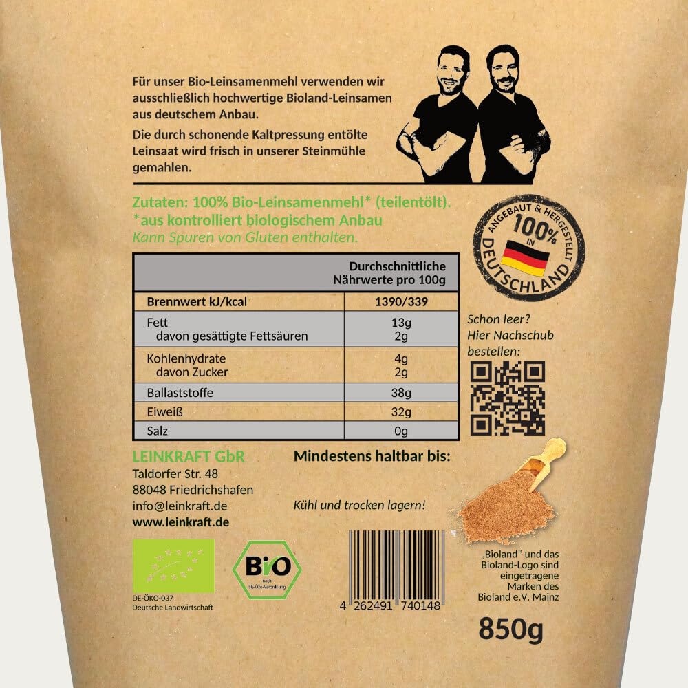 4kg BIOLAND Leinsamenmehl | aus 100% deutscher, brauner Leinsaat | Leinmehl frisch gemahlen. Vegan. Low Carb & Keto geeignet. Protein- & Ballaststoffreich. Regional.