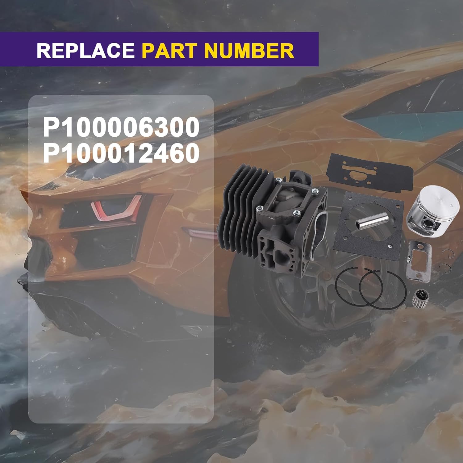 Cylinder Piston Kit 53MM with Gaskets Replace P100006300 P100012460, Compatible with Echo PB-8010H PB-8010T PB-9010H PB-9010T, Shindaiwa EB810 EB810RT EB910 EB910RT Backpack Blower Parts