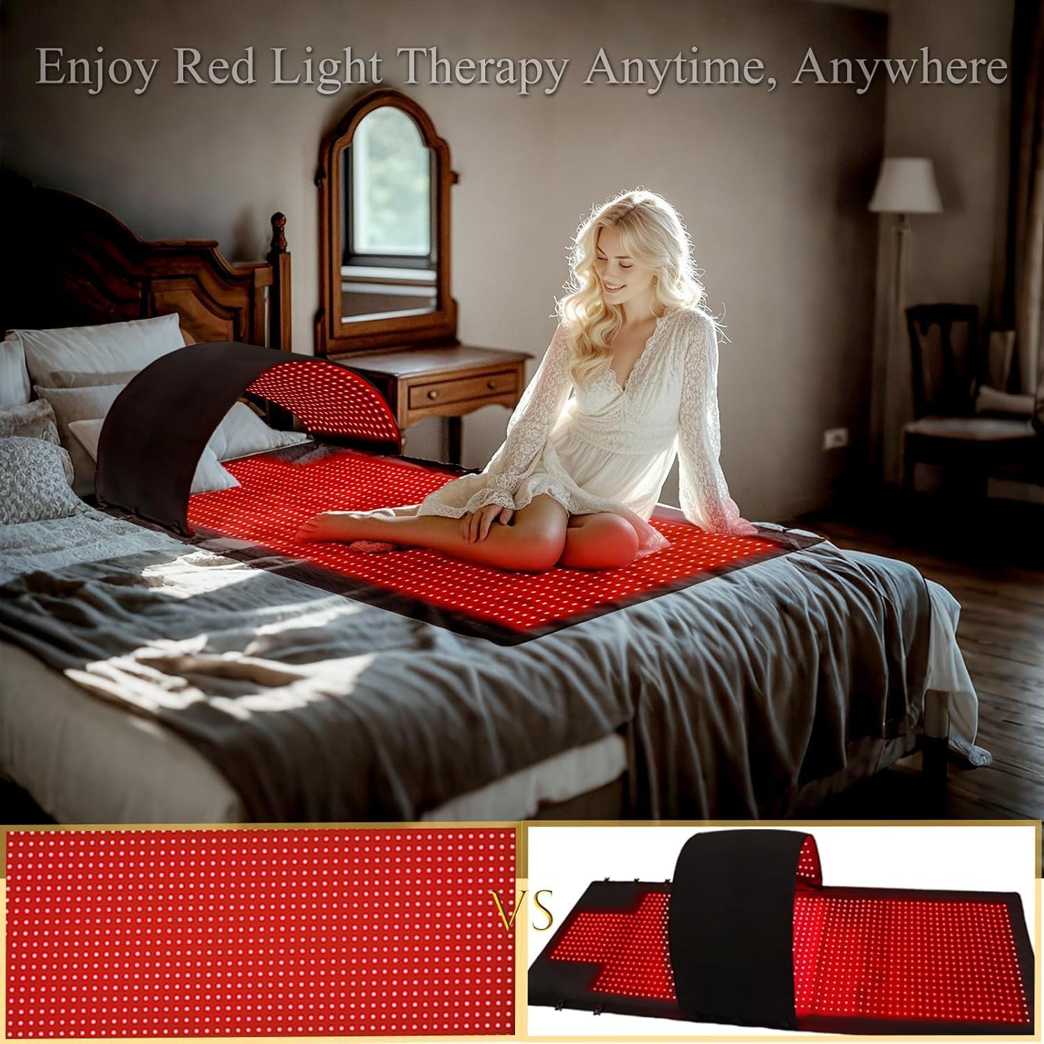 2026 Upgraded Red Light Therapy for Body,4 Modes Full Body Pain Relief,Large Size Dual-Wave LEDs(660nm&850nm),5-Level Intensity,10–90 Min Timer,Infrared Light Therapy Device for Home Use,Black - Image 7