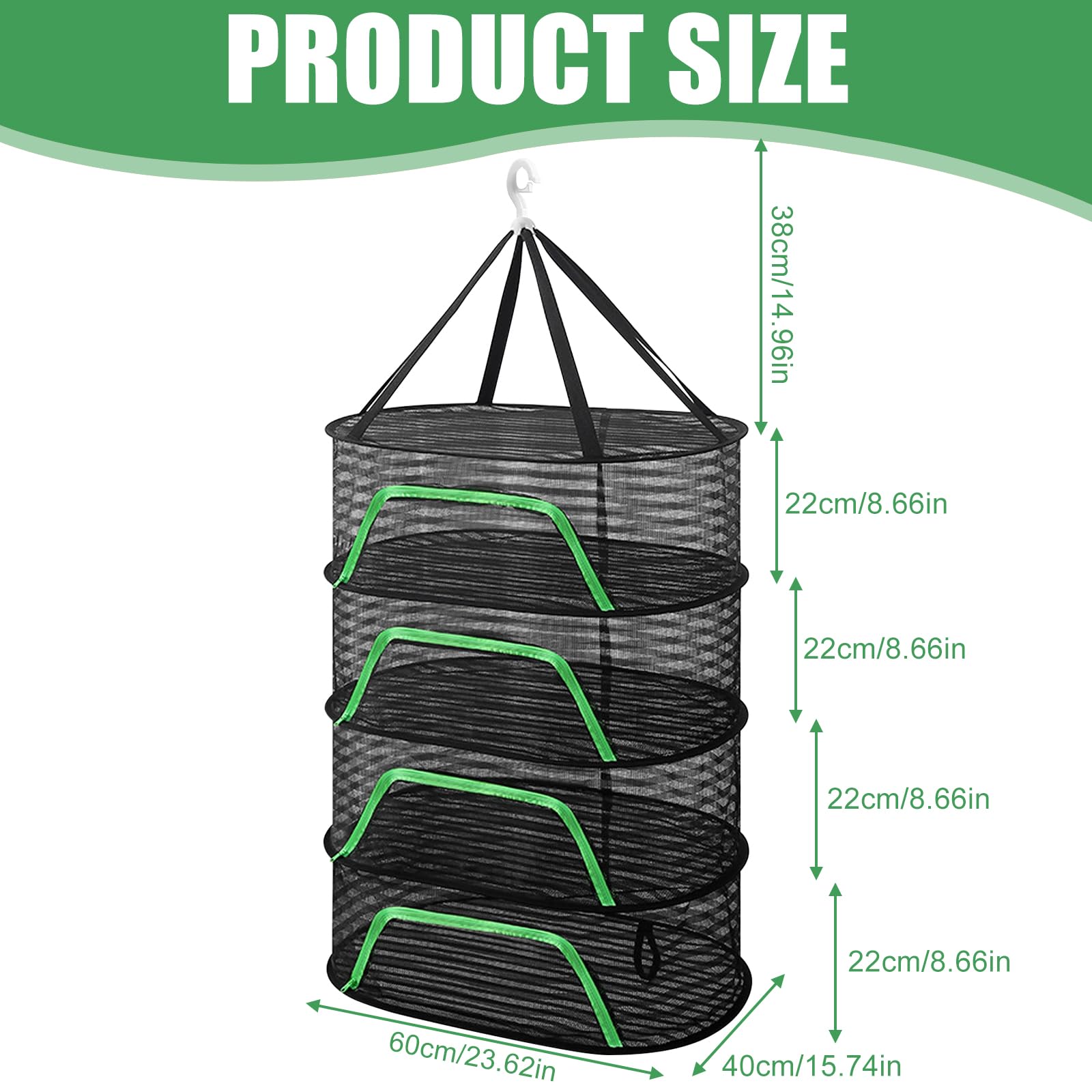 GBKDQQ Rete a secco per erbe aromatiche, Drying Rack, a 4 strati, da appendere con chiusura lampo, per asciugare, pieghevole, adatto per fiori secchi, carne, erbe aromatiche