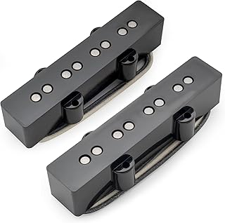 Musiclily Pro JB-70S Alnico 5 Single Coil Neck Bridge Pickups Set 8.3K/7.9K for Jazz Bass Style Bass, Black