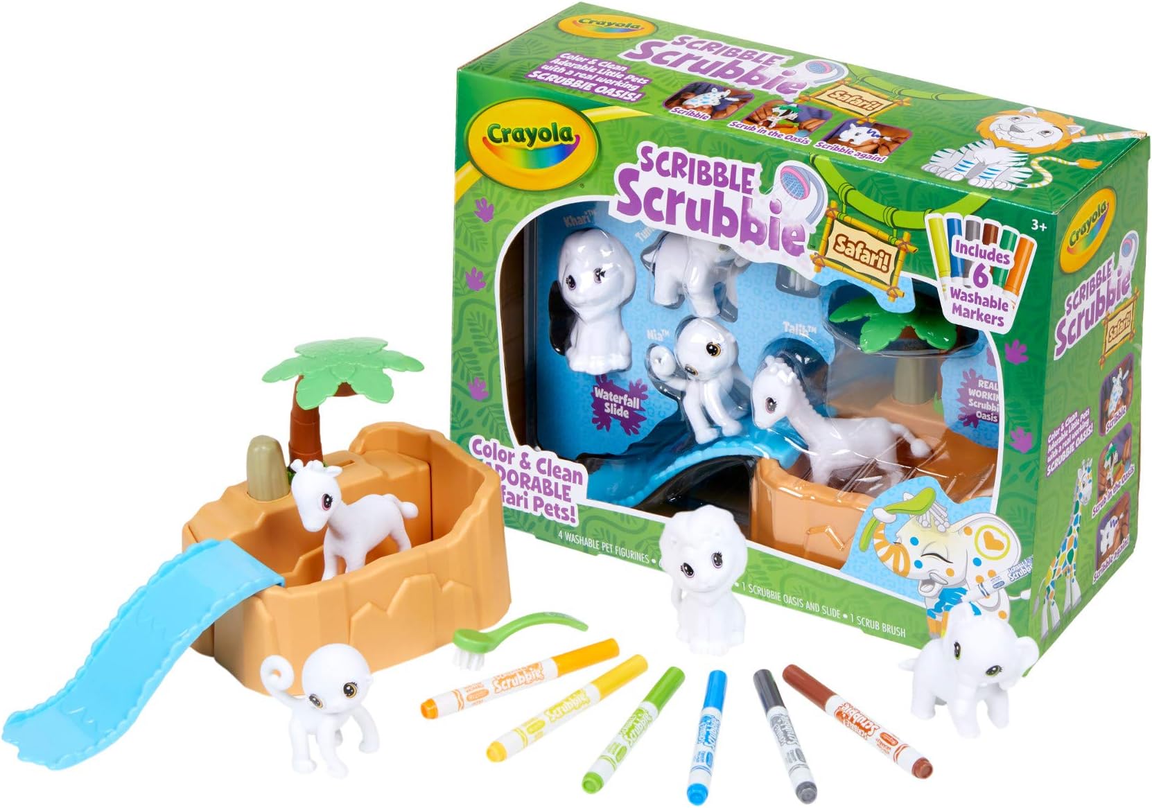 Crayola Washimals Safari Tub Animal Toy Set, Toys for Boys & Girls, Gift, Age 3+