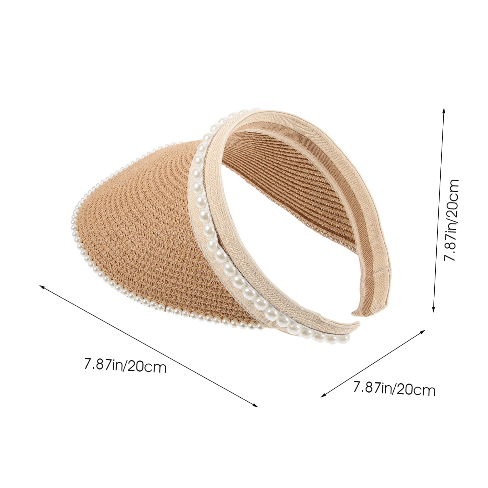 Visera Solar de Paja Perlas para Mujer, Sombrero Parasol