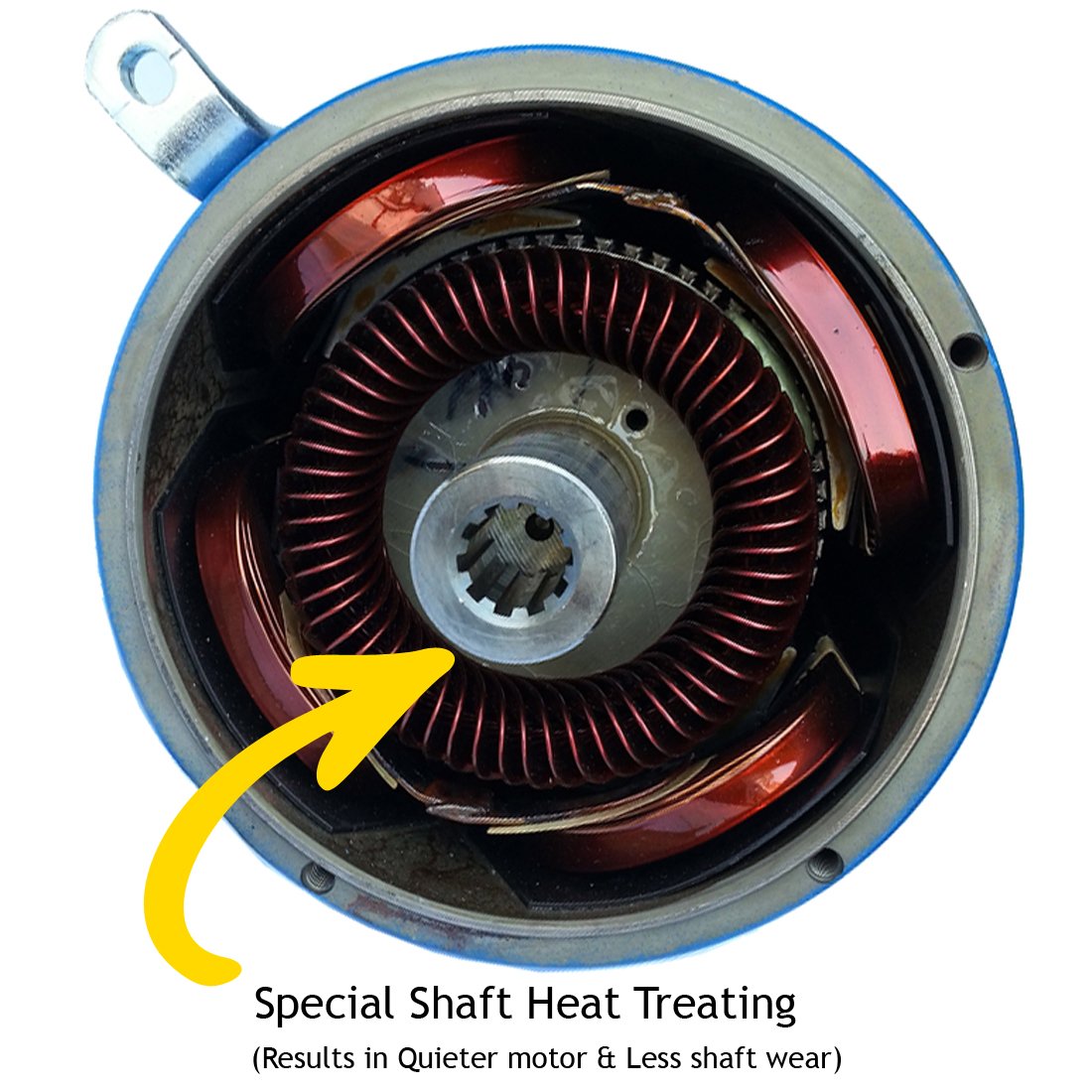 Motor shaft with special heat treating
