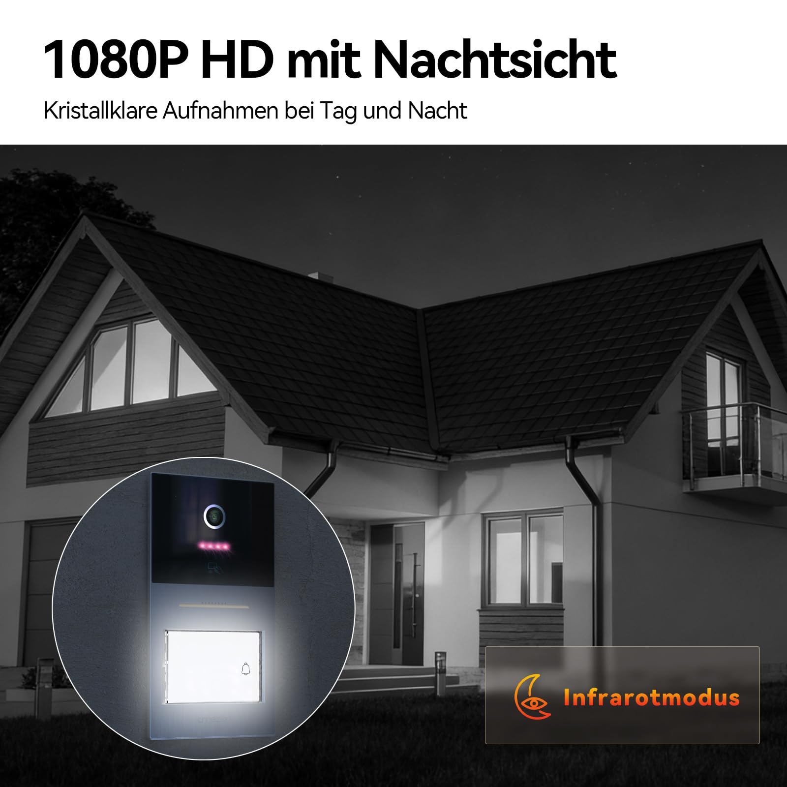 TMEZON WLAN Video Türsprechanlage mit Türöffner, 7''Farb-Touchscreen mit 1080P Metalldoorbell, 2-Draht Installation,Zwei-Wege-Audio,Personenerkennung, 3 Entsperrmethoden & App-Steuerung