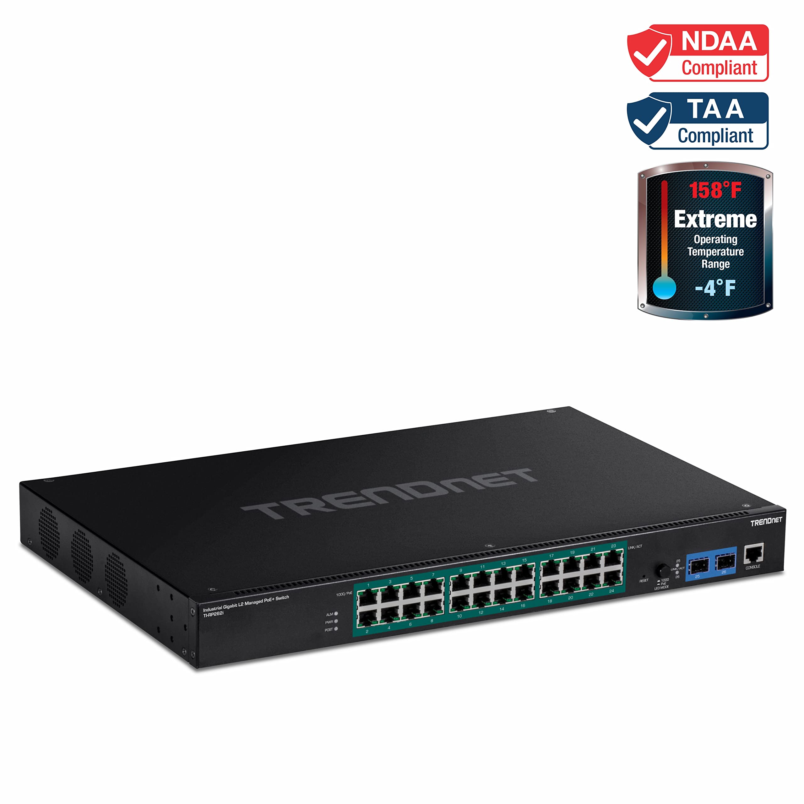 Amazon.com: TRENDnet 26-Port Industrial Gigabit L2 Managed PoE+