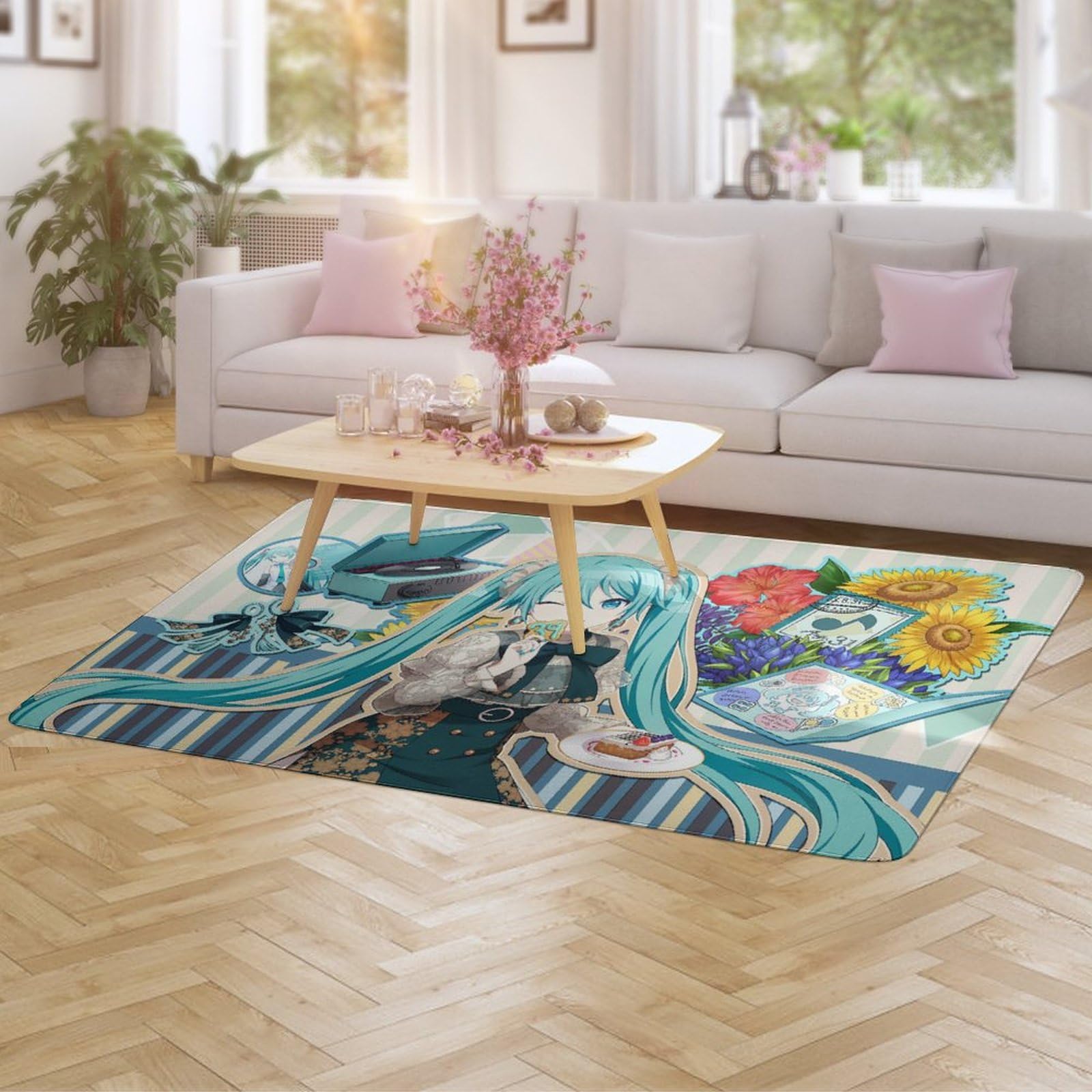 Amazon｜初音ミク カーペット 滑り止め 床暖房対応 ラグ ラグマット