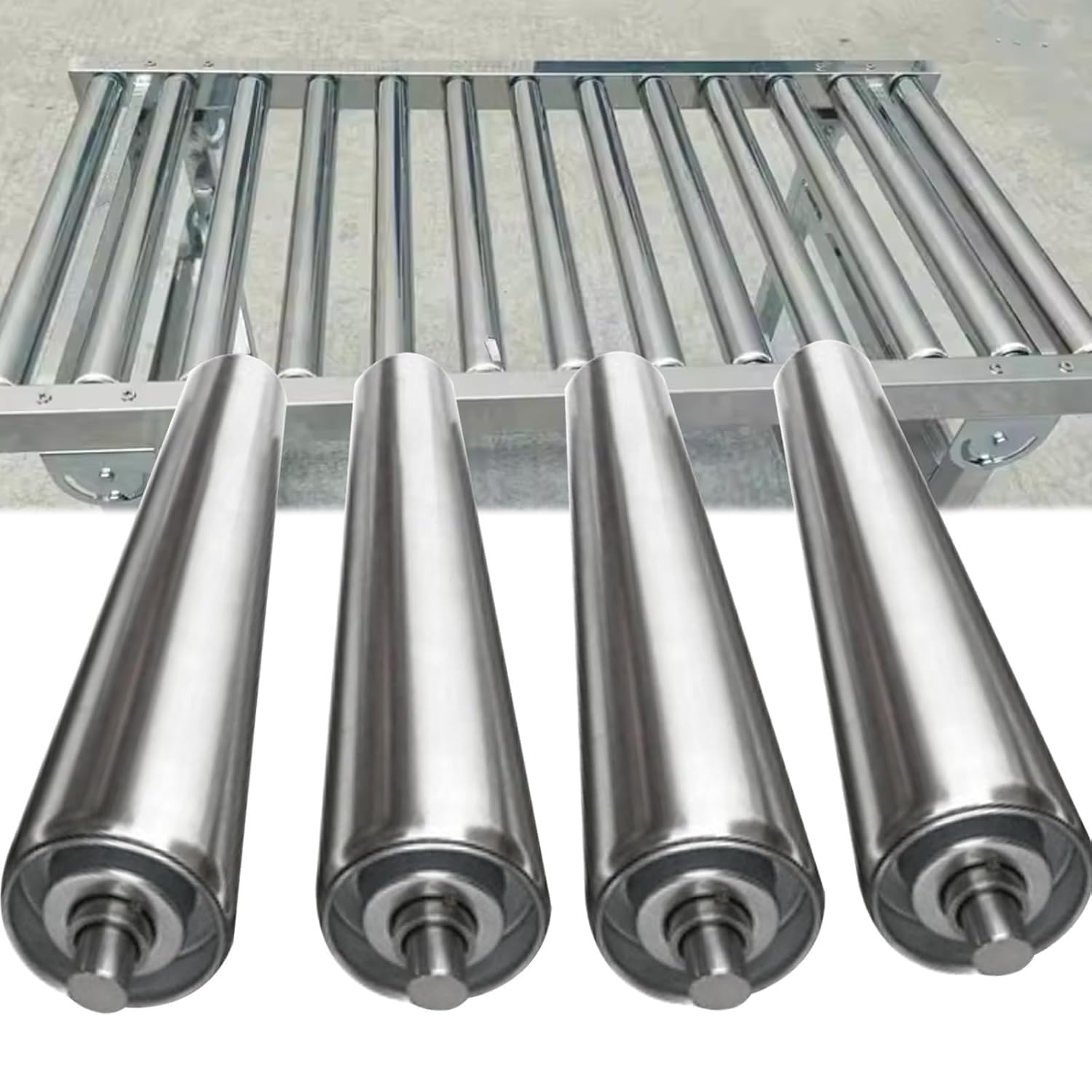 Rollenbahnen 4 Piezas Rodillos industriales con rodamientos, Rodillos de Gravedad de transmisión por Gravedad de Acero Inoxidable para fábricas(Dia 38MM/1.5 In,L 400MM(15.7in))