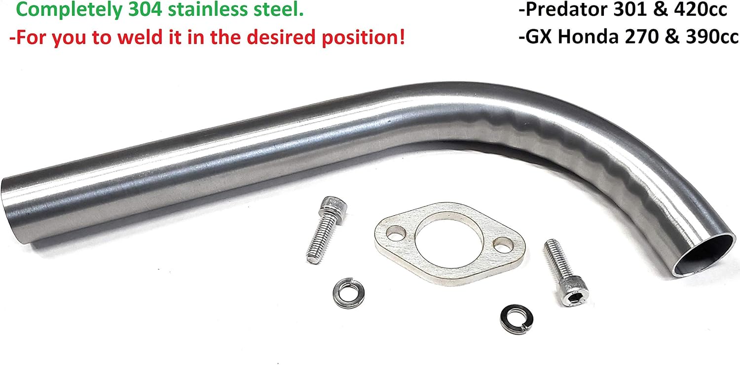 Exhaust Pipe Stainless Steel 304 (YOU WELD IT) Predator 301 & 420cc, GX 270, 390