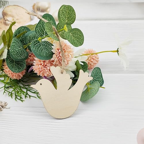 Miniatura 2 de Paquete de 32 adornos colgantes de madera de paloma de la paz sin terminar de madera, paloma de la paz, pájaro, bricolaje, paloma, pájaro,