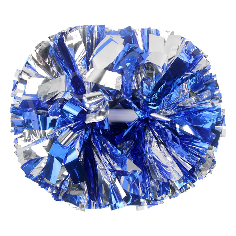 Hooshing 2 Pack Pom Poms Cheerleading Blue and Silver Pompoms with