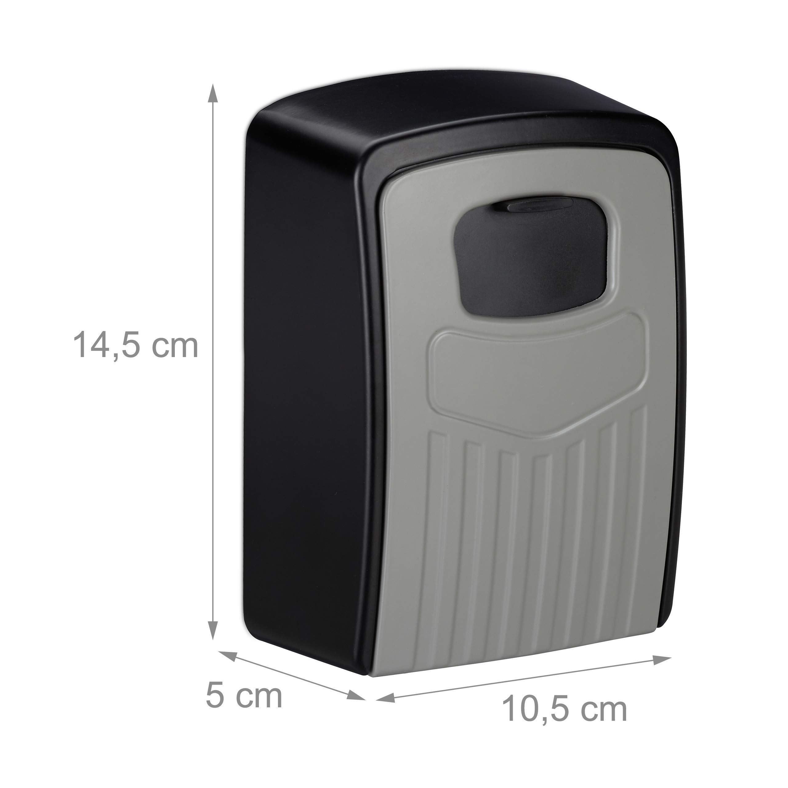 Relaxdays Schlüsseltresor 2er Set, 4-stelliger Zahlencode, schwarz/grau | Großer Key Safe zur Wandmontage, HxBxT 14,5x10,5x5 cm