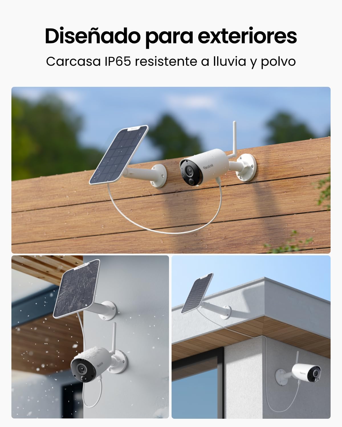 Reolink 5MP Cámara de Vigilancia Inalambrica, Camara Vigilancia WiFi Exterior Solar con Batería, Visión Nocturna, Detección de Personas/Vehículos, Alexa/Google Assistant, Argus Eco+Panel Solar
