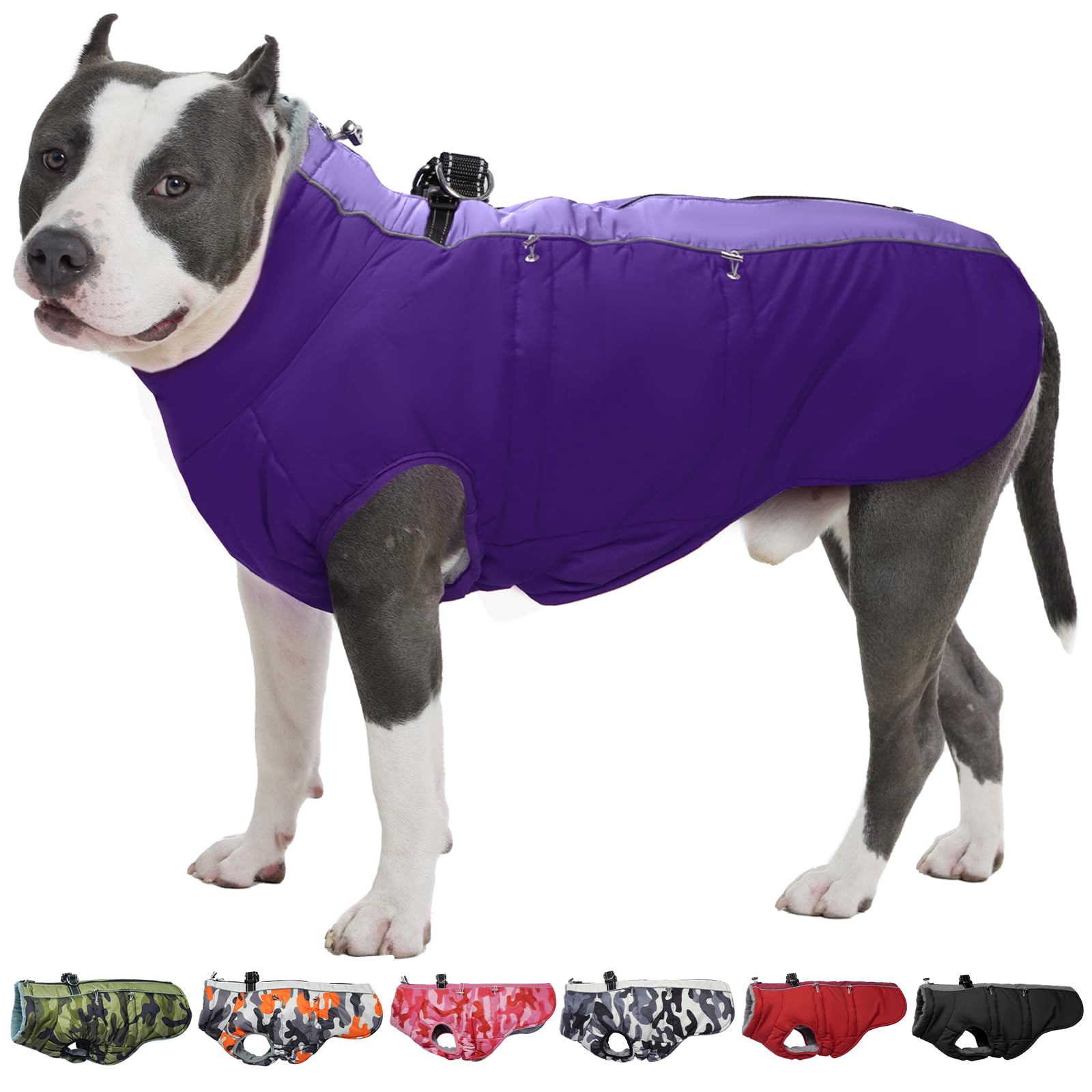 Veste d'hiver pour grands chiens avec harnais intégré et combinaison de neige imperméable