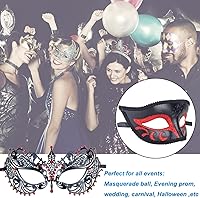 Vista 152 de IETANG - Antifaces venecianos para parejas, baile de máscaras, accesorios de disfraz o fiesta, 1 par Negro