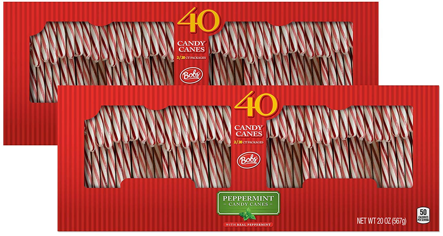Bobs Red and White Candy Canes Peppermint, 40 Count Canes, Pack of 2