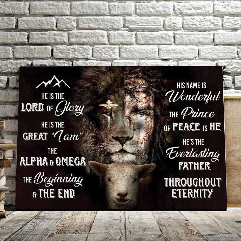 Jesus Lion Lamb The Perfect Combination He Is The Lord Of Glory Lion Of Judah Christian Easter Proud Christian Home Decor Metal Sign Poster 8X12 inches