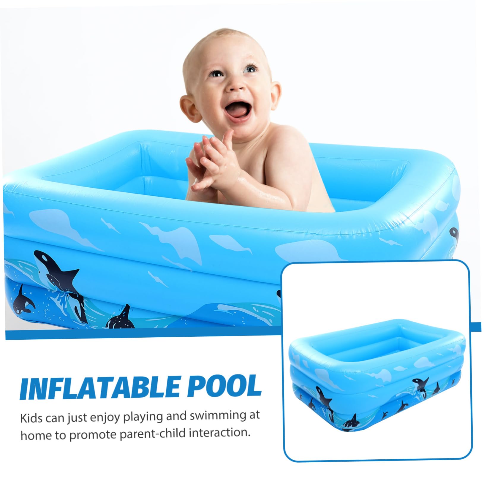Piscina Hinchable para Niños de PVC Azul, Inflado Rápido