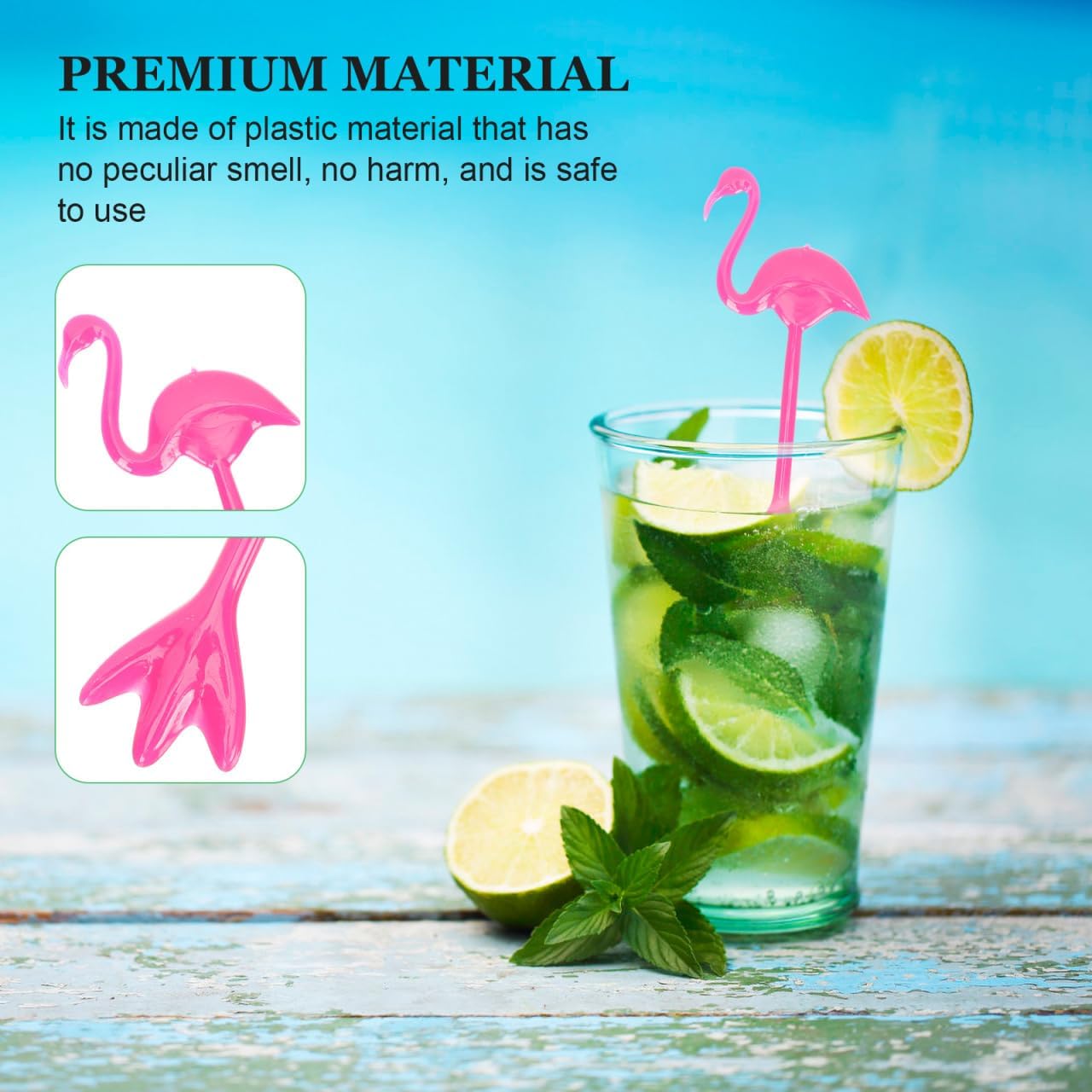 12Pcs Flamingo Stirring Rods Plastic Cocktail Drink Mixers 8.5In Reusable Swizzle Sticks for Bars Parties Home Use