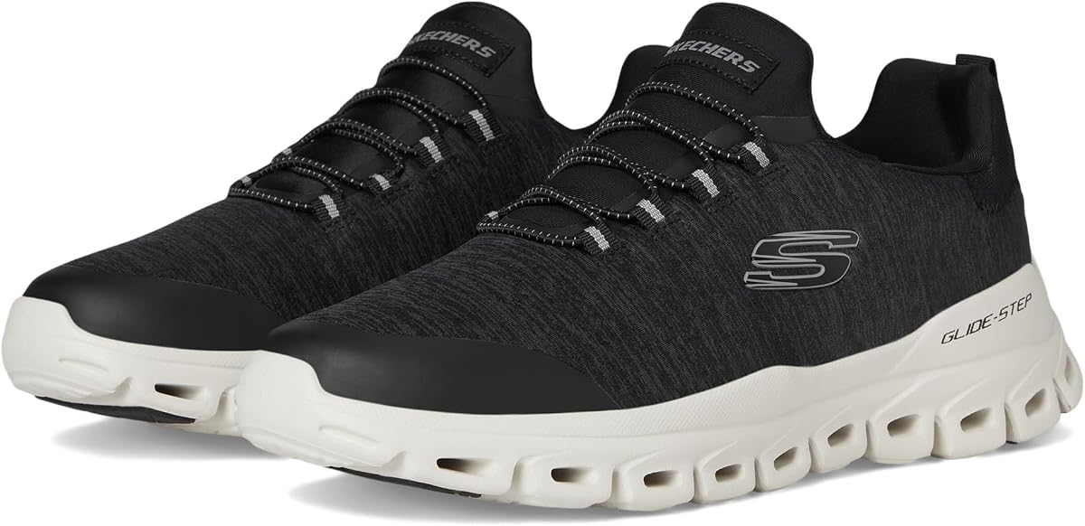 Skechers Men's Glide-Step Ryla Sneaker | Glide-Step, Air-Cooled Memory Foam, Machine Washable, Vegan, Round Stretch-Lace Closure, Heathered Mesh