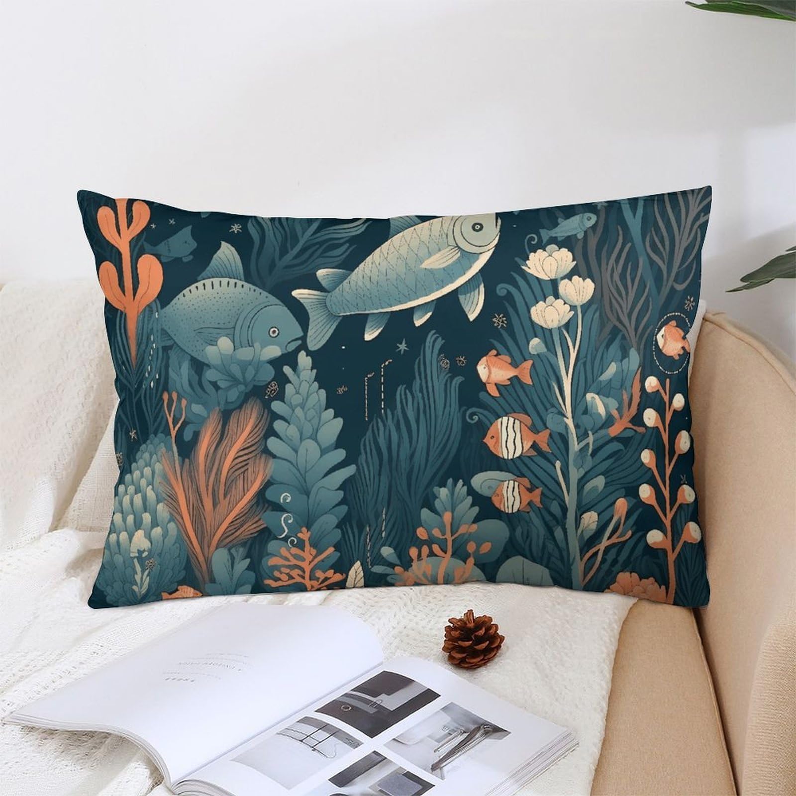 NTVOWPZO Decoration Throw Pillow Covers 12 "x20 Pillowcases Covers Hand Drawn Sea Animals Soft Pillowcases Modern Farmhouse Home Decor Sofa Cushions Covers for Couch Bed Living Room