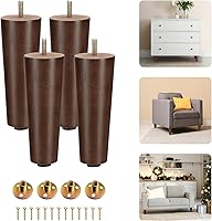 Vista 1 de Yes4All Juego de 4 patas de muebles de madera redondas de 6 pulgadas, pies de repuesto ajustables para sofá, cama, cómoda y otomanas, patas cónicas
