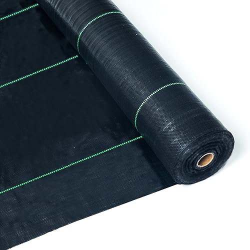 LENEWO Tela de paisaje de barrera de malezas de 5 onzas en rollos, 3 pies x 100 pies, duradera y resistente, tela de control de malas hierbas para