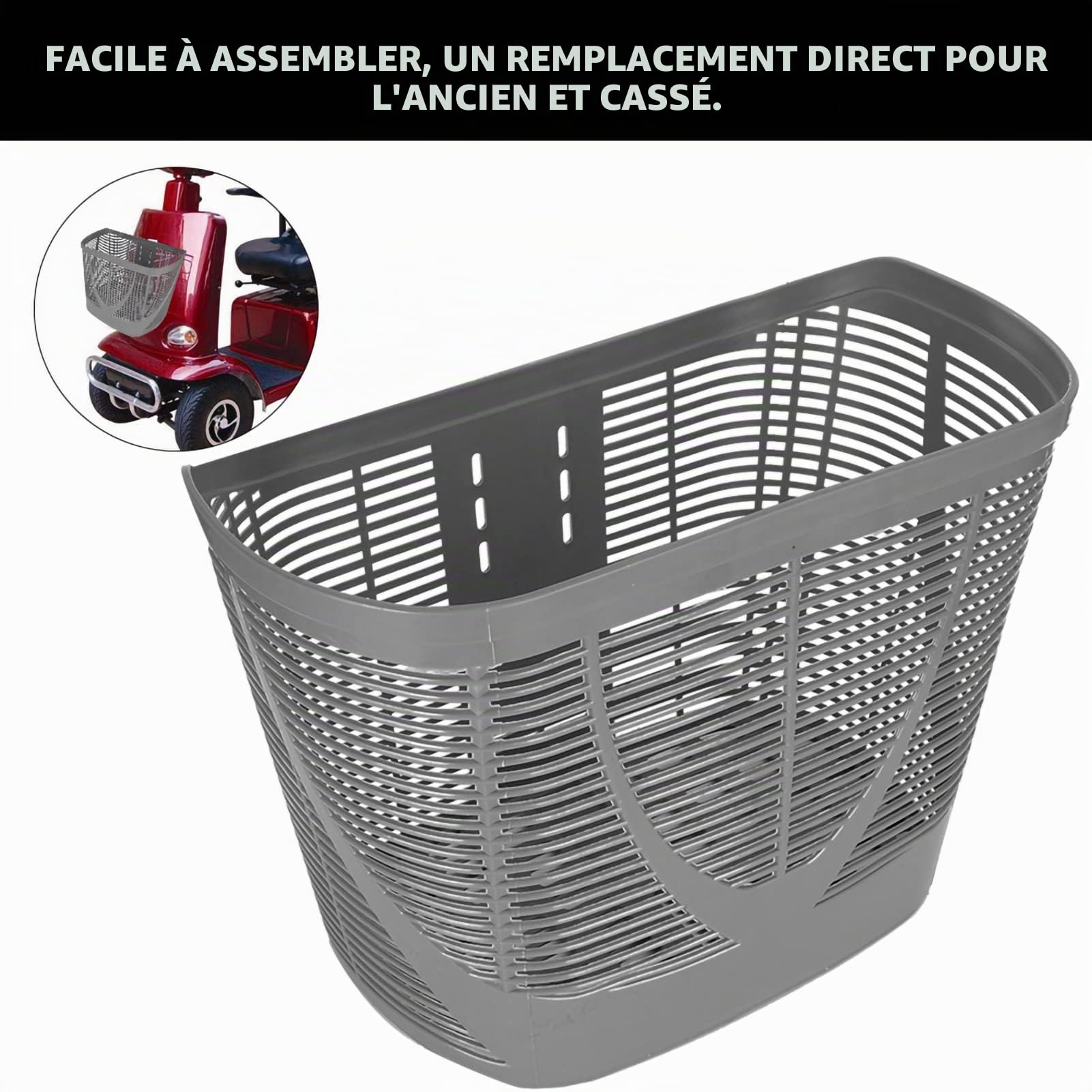 Panier Arrière Scooter Mobilité, Accessoire Remplacement Fauteuil Roulant, Plastique avec Vis