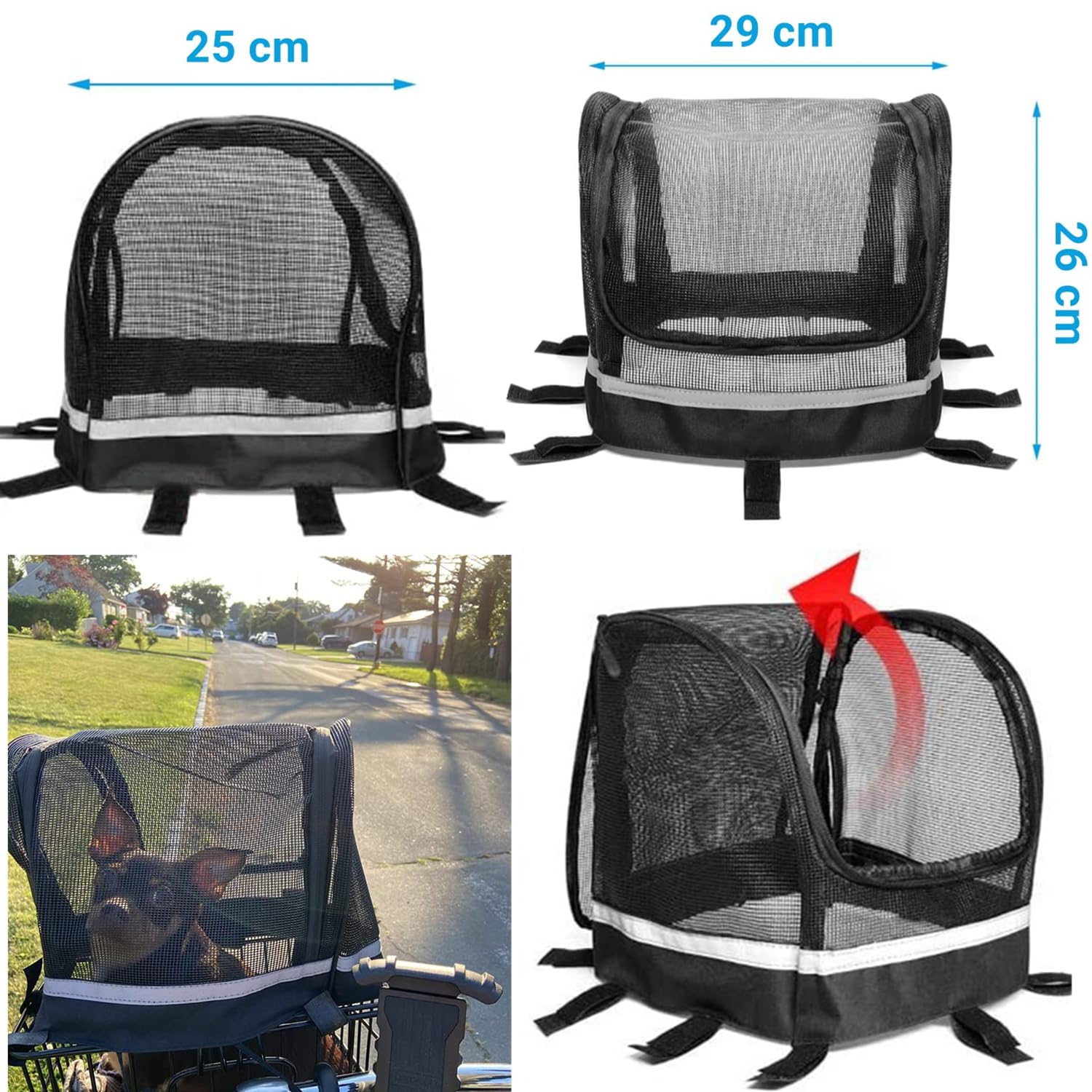 Coperchio di Protezione Cestino Bici Coperchio di Protezione per Cestino Anteriore Bicicletta Cestini per Animale Domestico Cani Pieghevole Staccabile per Cani Gatti Bici Cestino 29x24cm