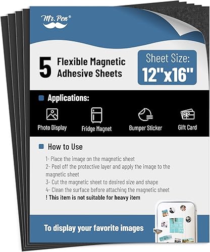 Miniatura 20 de Mr. Pen - Hojas magnéticas adhesivas, 4" x 6", paquete de 16, con respaldo adhesivo, imanes flexibles para imágenes, hojas magnéticas cortables