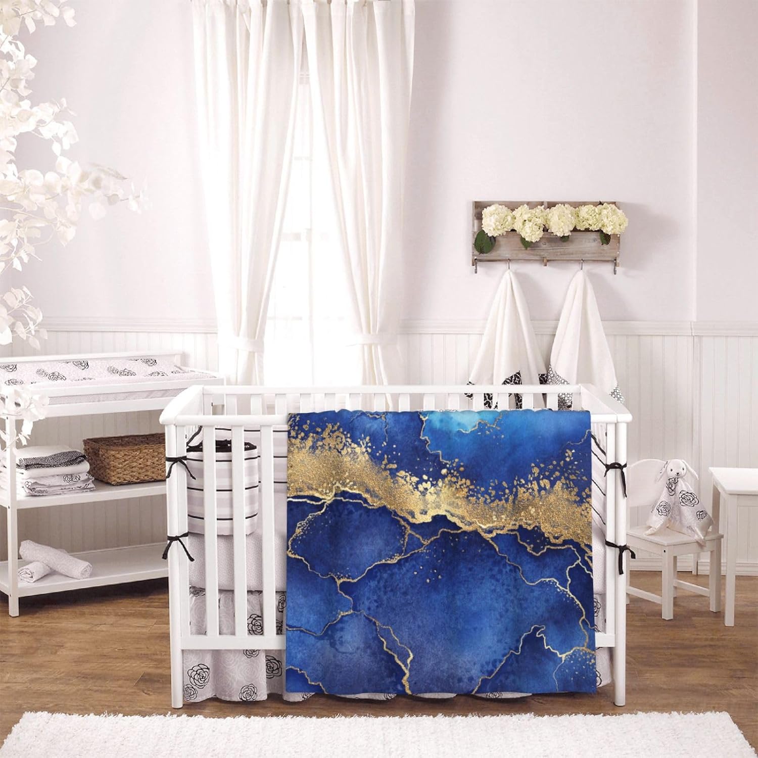 Blue Gold Marble Throw Blankets All Season Ultra Soft Warm Fleece Blanket for Home Bed Sofa Couch Chair Outdoor Travel Camping 40x30 Inch - Image 5