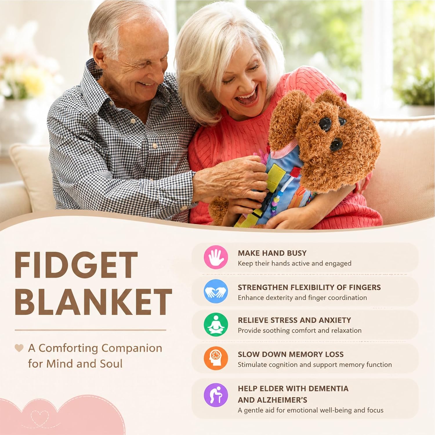 Fidget Blanket for Adults with Dementia | Dementia Activities for Seniors | Engaging Sensory Items for Elderly | Alzheimer’s Products and Gifts for Senior Stress Relief & Anxiety Reduction image 4