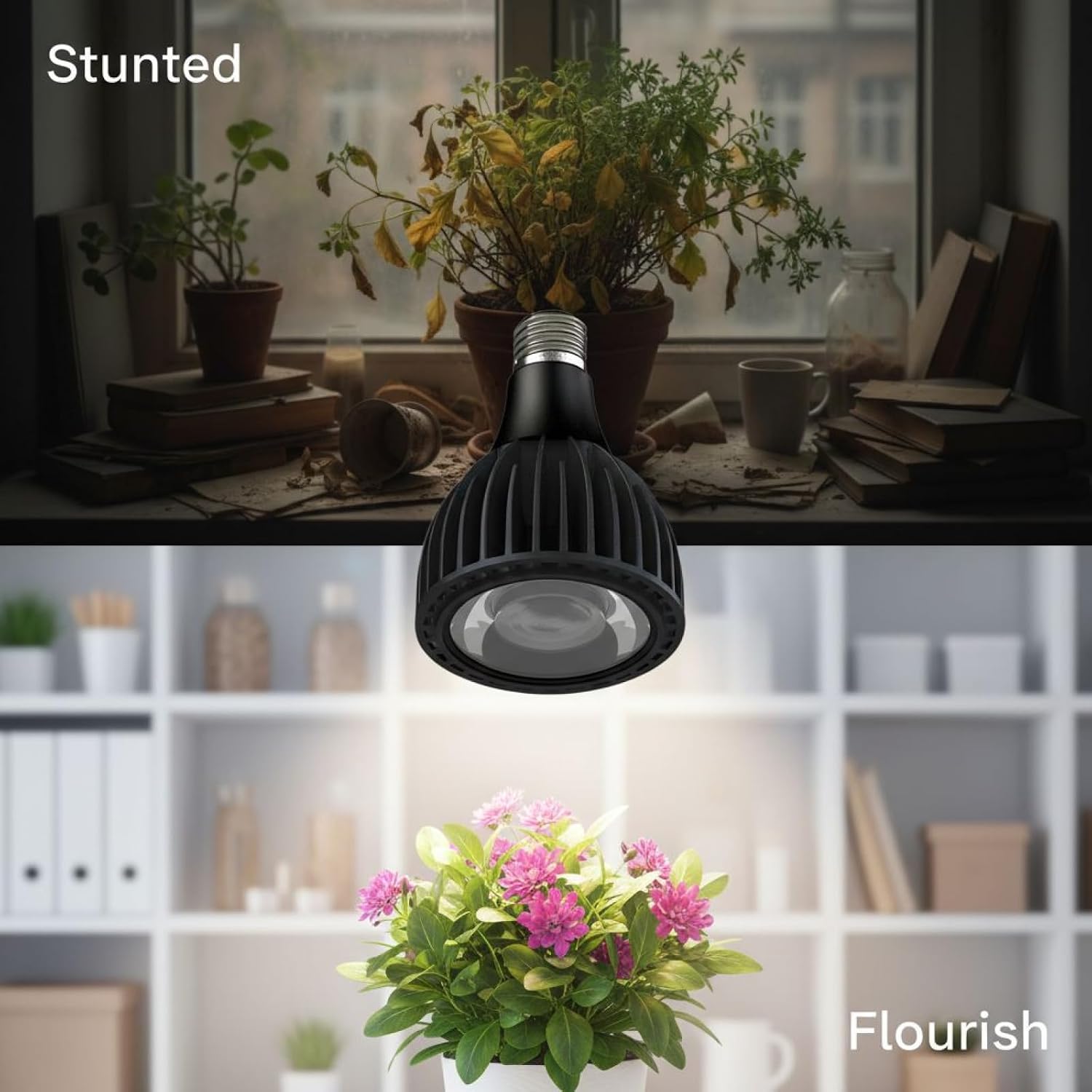 5700K Full Spectrum 24W Led Grow Light, E26/E27 Plant Light with High CRI 97+, 1800Lm High Output Grow Bulb for Indoor Plants, Germination, Growing, Flowering