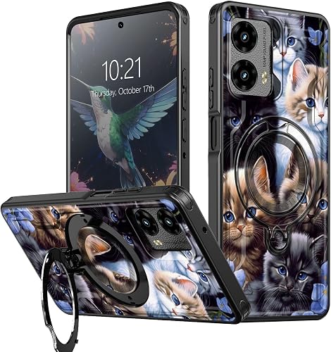 BEOTIWAD for Moto G 5G 2024 Case Ring Kickstand,Cute Cats