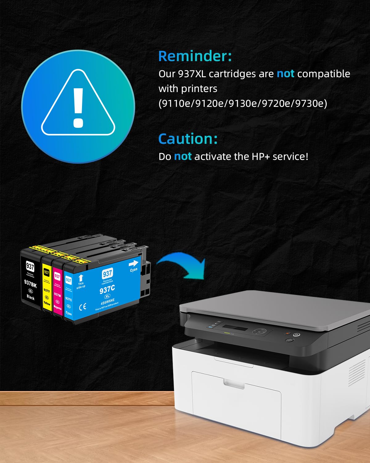 937XL Cartucce con chip compatibili con HP 937 Cartuccia 937e 937XL per HP OfficeJet 9720 9730 9110b 9130b 9120b 9117b Cartucce(con chip)